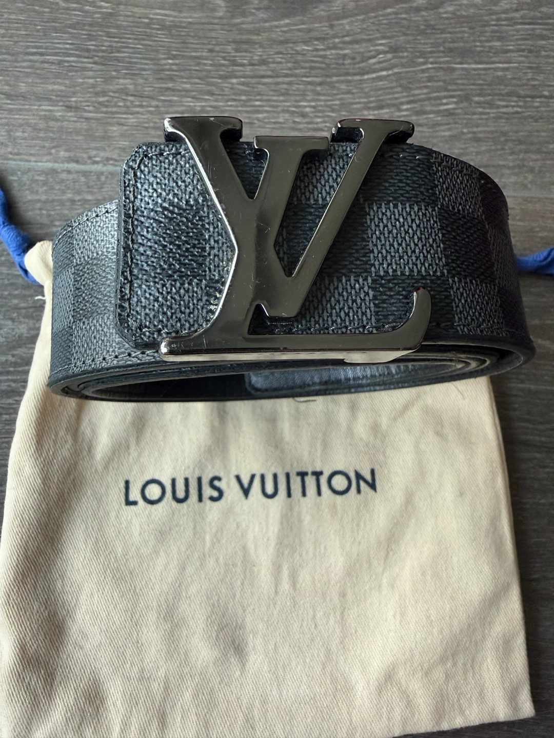 Authentic Louis Vuitton Damier Graphite Belt 130 cm