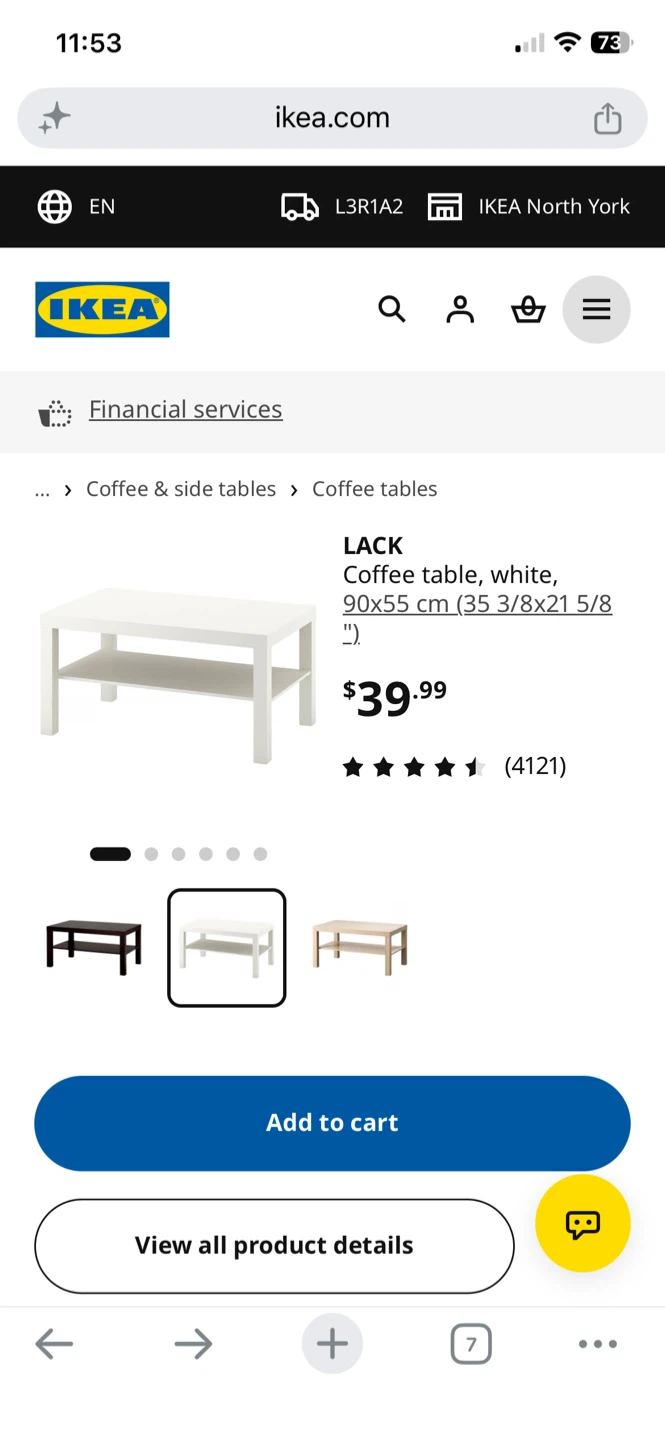 IKEA LACK Coffee Table - White - photo 4