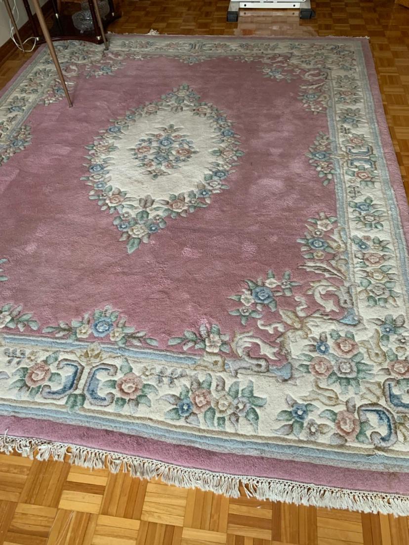 Large Pink Floral Area Rug 8x10