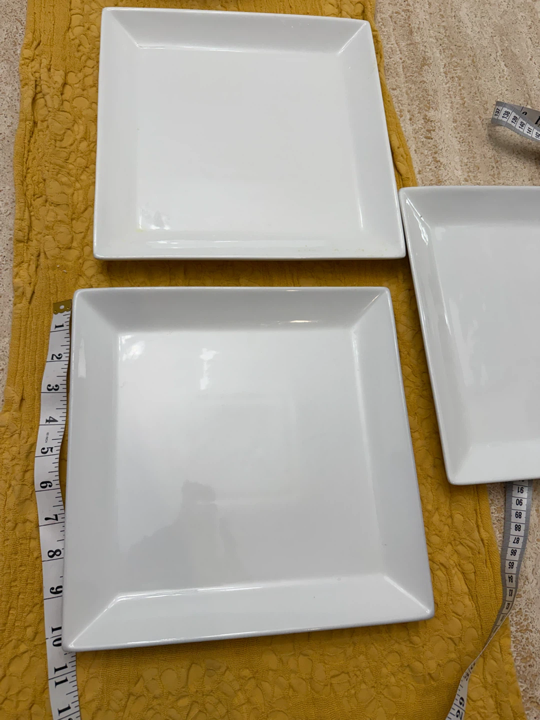 Set of White Square Ceramic Plates
