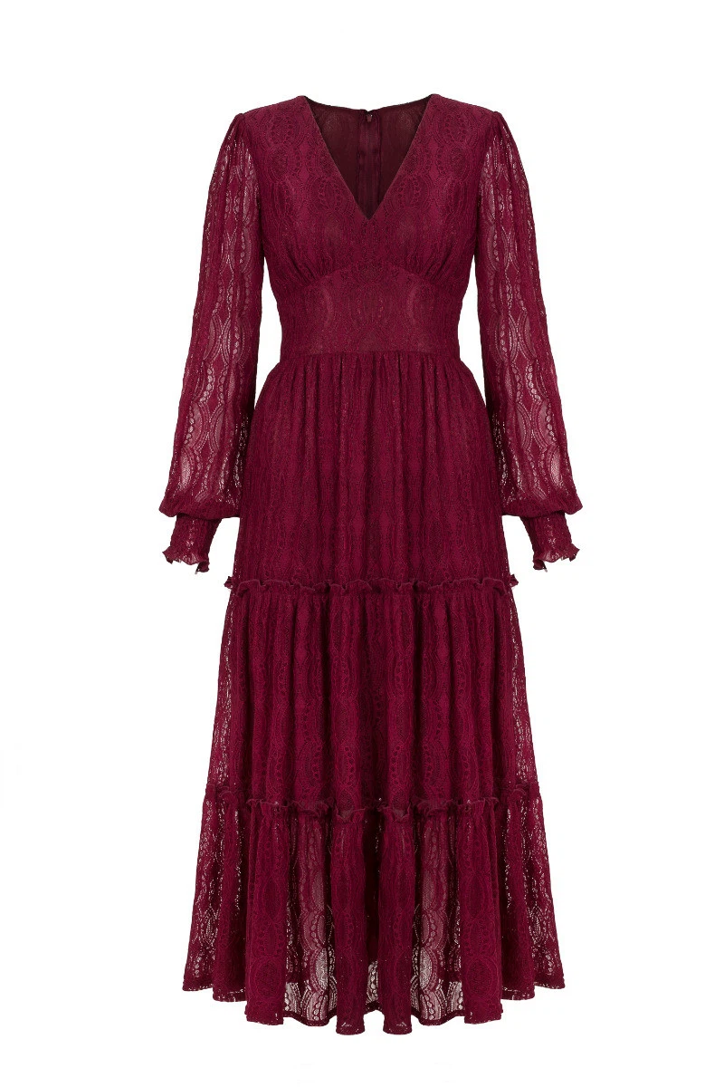 Hell Bunny Burgundy Lace Dress - Size XL