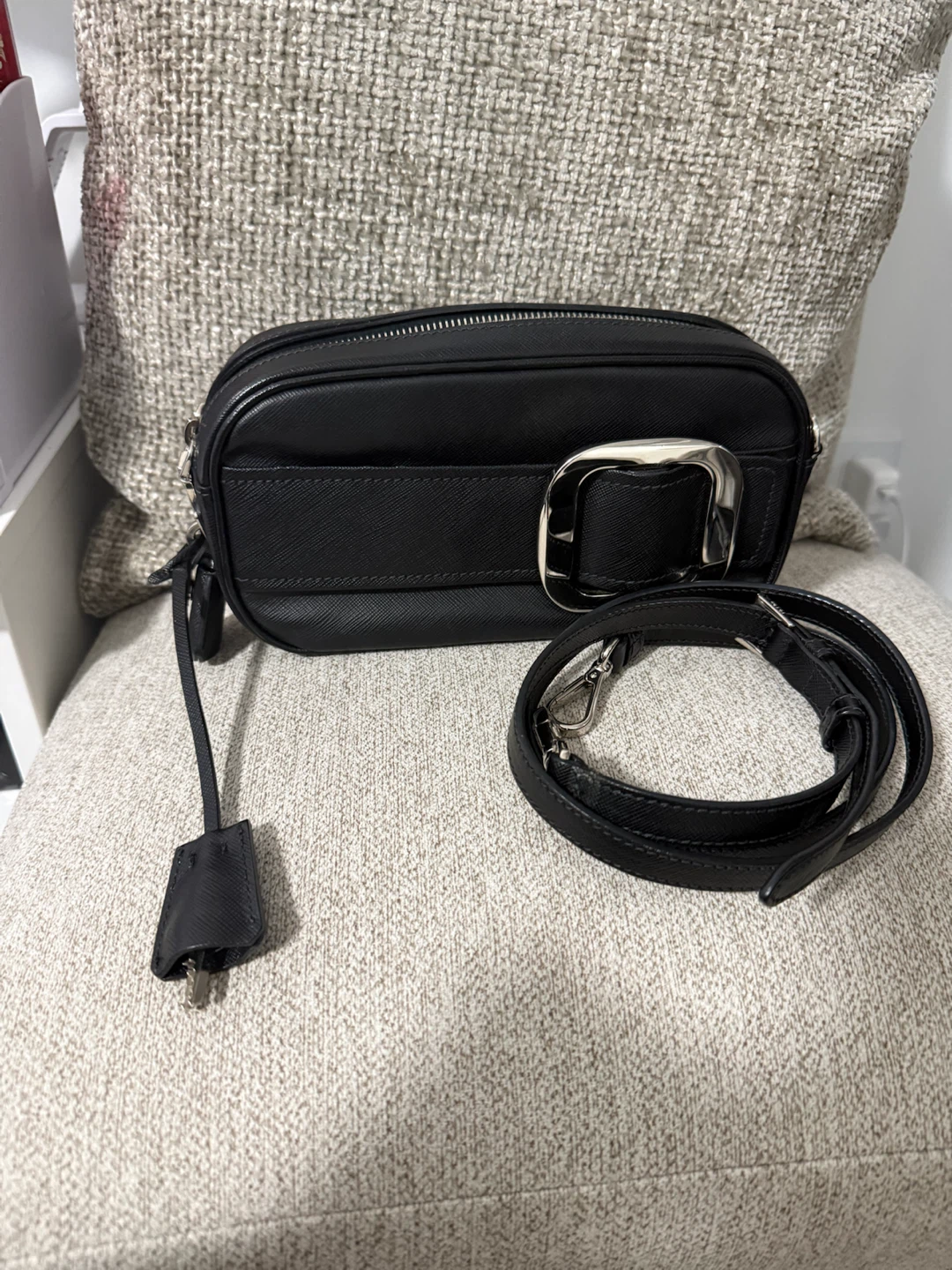 Prada Black Saffiano Leather Camera Bag