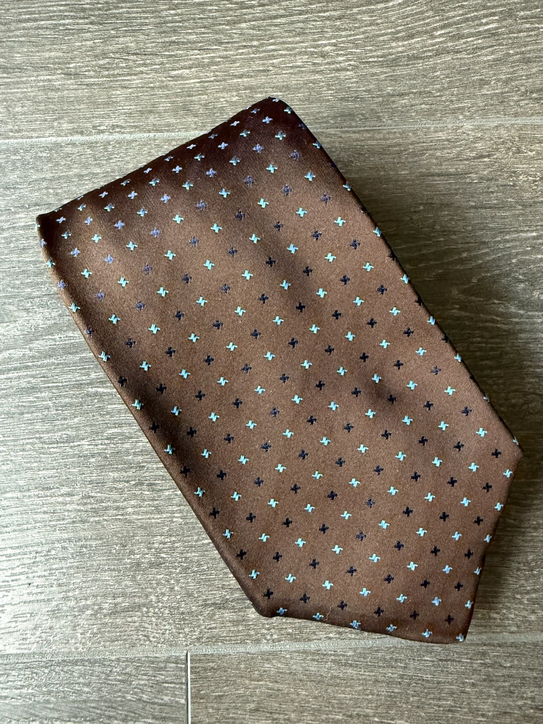 Kiton Napoli Men's Silk Tie - Brown with Blue/Green Pattern