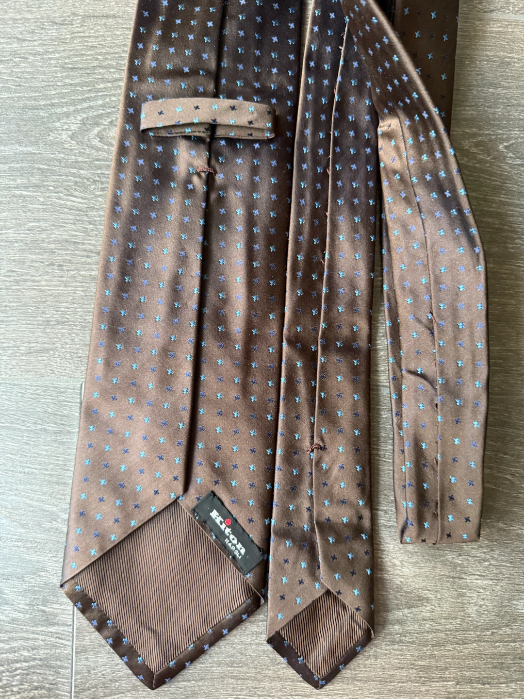 Kiton Napoli Men's Silk Tie - Brown with Blue/Green Pattern - photo 5