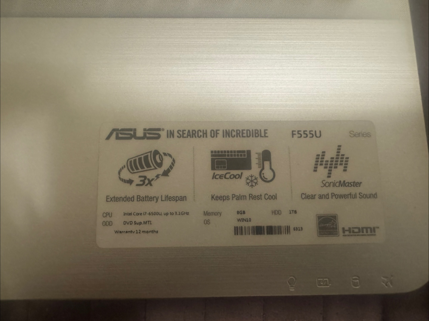 Selling used ASUS Laptop Intel Core i7 8GB RAM 1TB HDD - photo 5