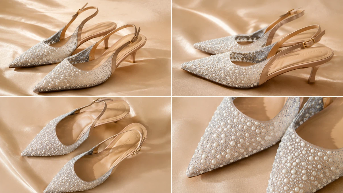 Embellished Pearl & Crystal Slingback Heels – Size 40 - photo 4