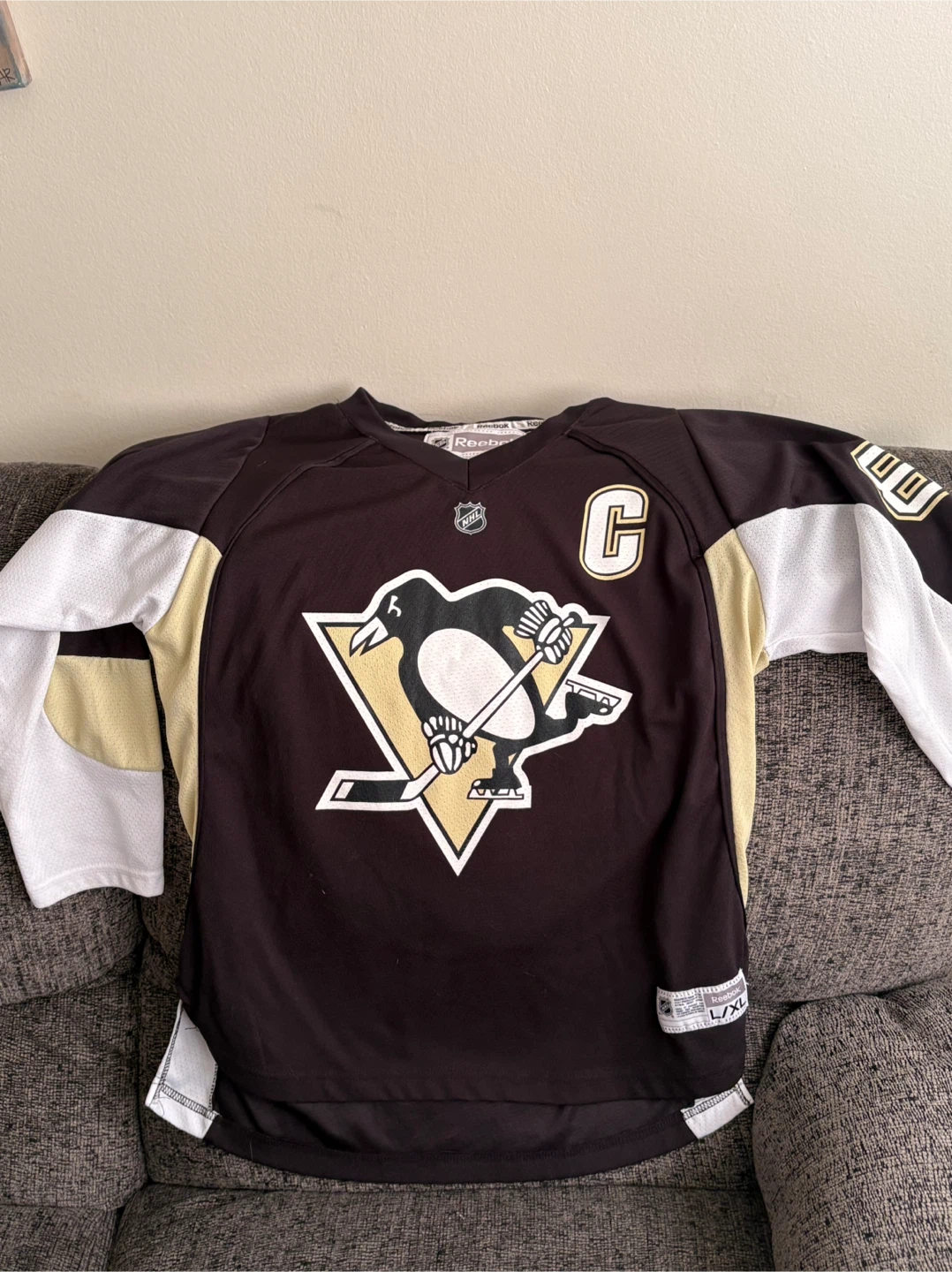 Reebok Pittsburgh Penguins Crosby 87 Hockey Jersey L/XL
