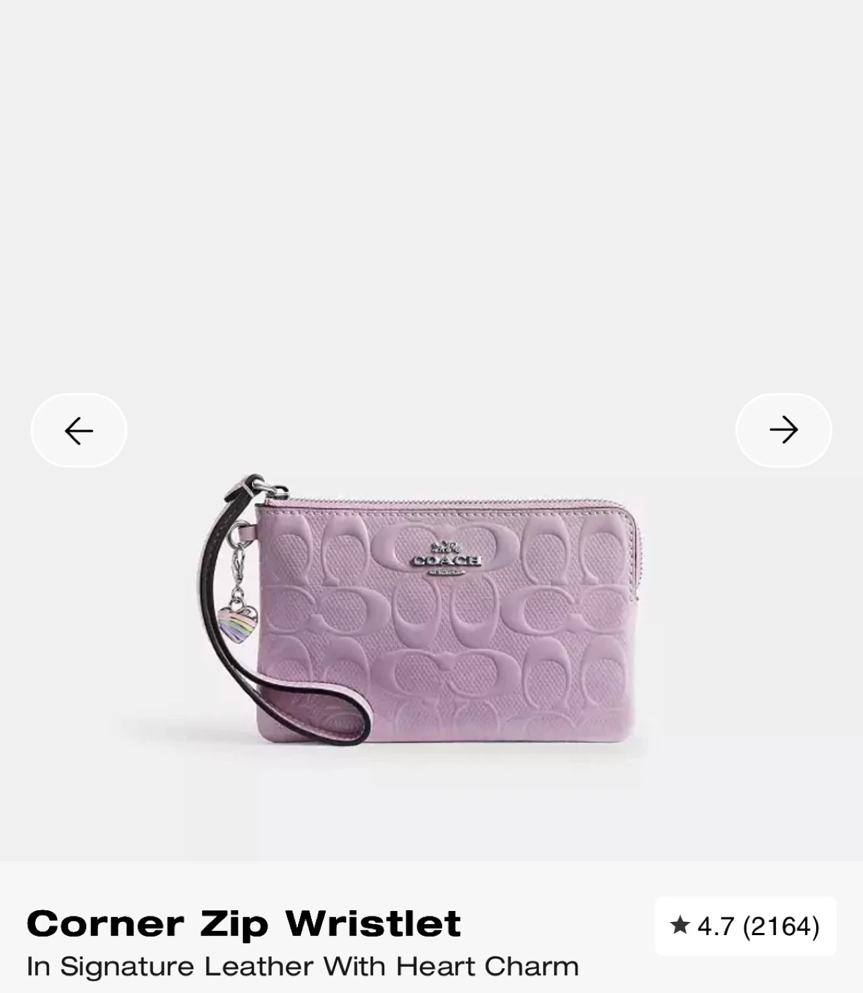NEW Coach Corner Zip Wristlet