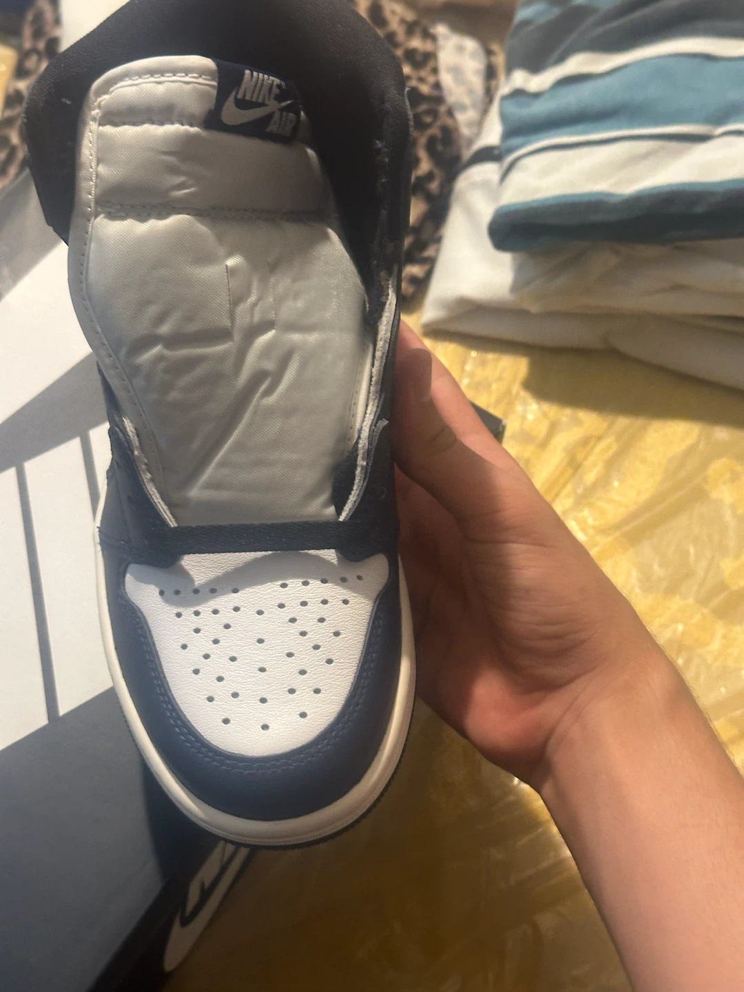 Nike Air Jordan 1 High Navy White Size 5.5 - photo 3