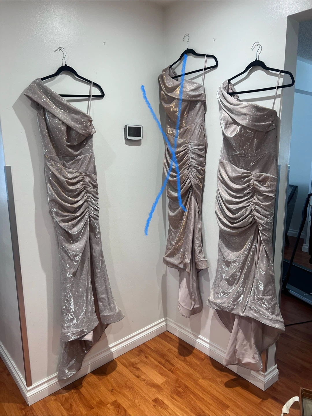 Women’s Sparkle One-Shoulder Ruched Maxi Dress - photo 2