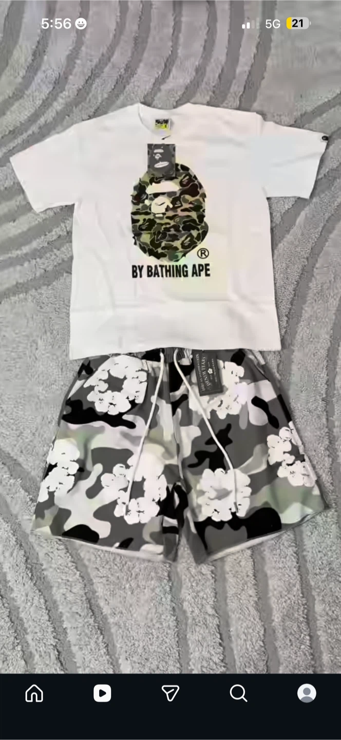 A Bathing Ape BAPE Camo T-Shirt and Shorts Set