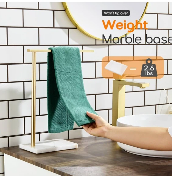 Modern Gold and Marble Hand Towel Holder Stand - photo 3