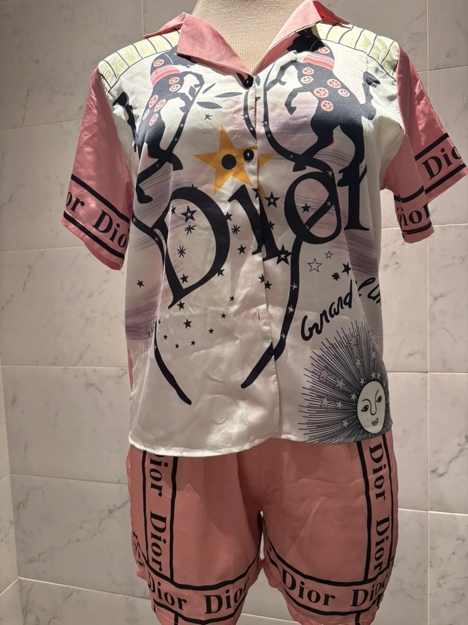Dior Pink Graphic Pajama Set