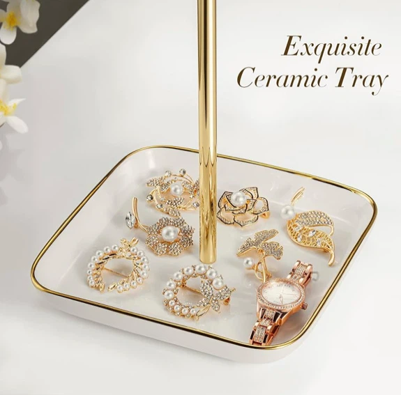 Gold Jewellery Stand with Ceramic Tray - photo 2