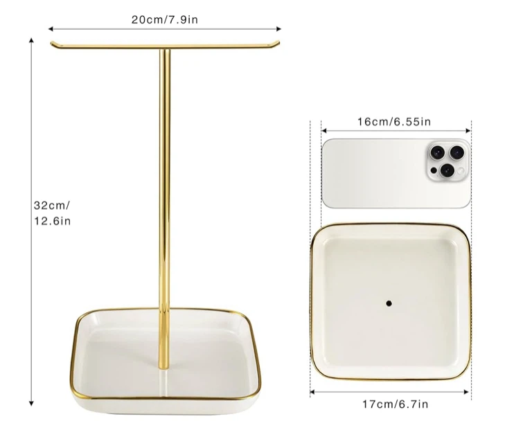 Gold Jewellery Stand with Ceramic Tray - photo 4