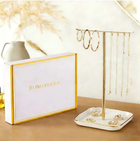 Gold Jewellery Stand with Ceramic Tray - photo 5