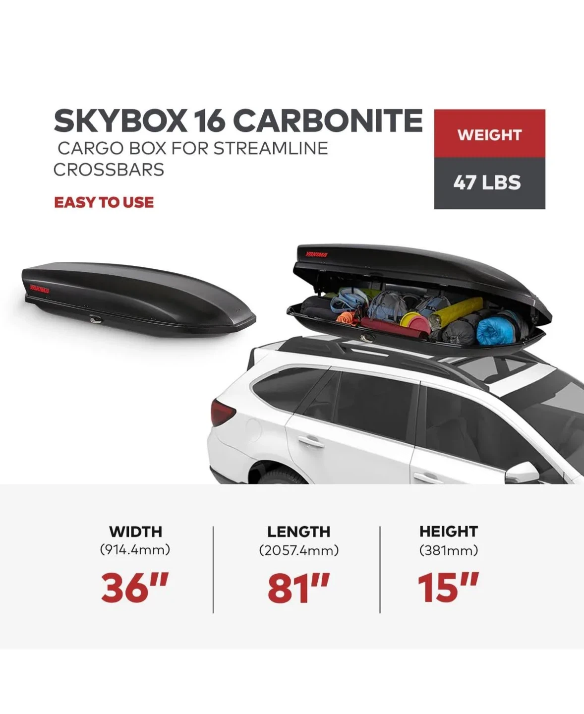 Yakima Skybox 16 Carbonite roof box - $450