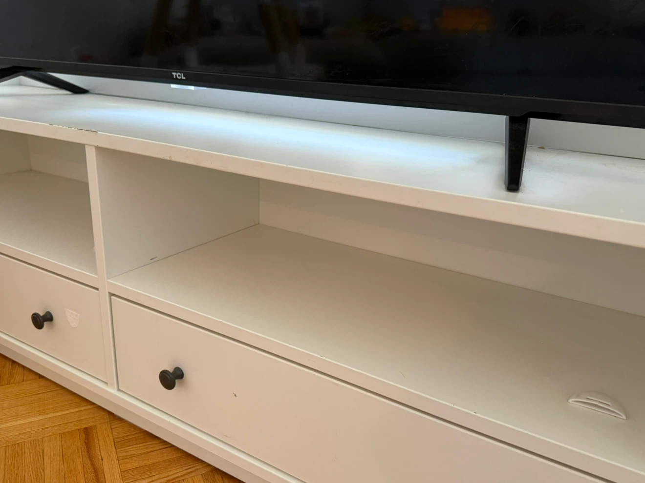 White TV Stand with Drawers