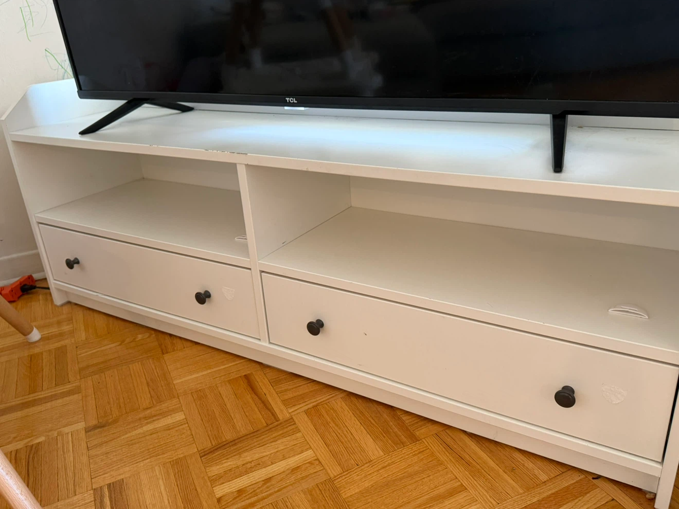 White TV Stand with Drawers - photo 3