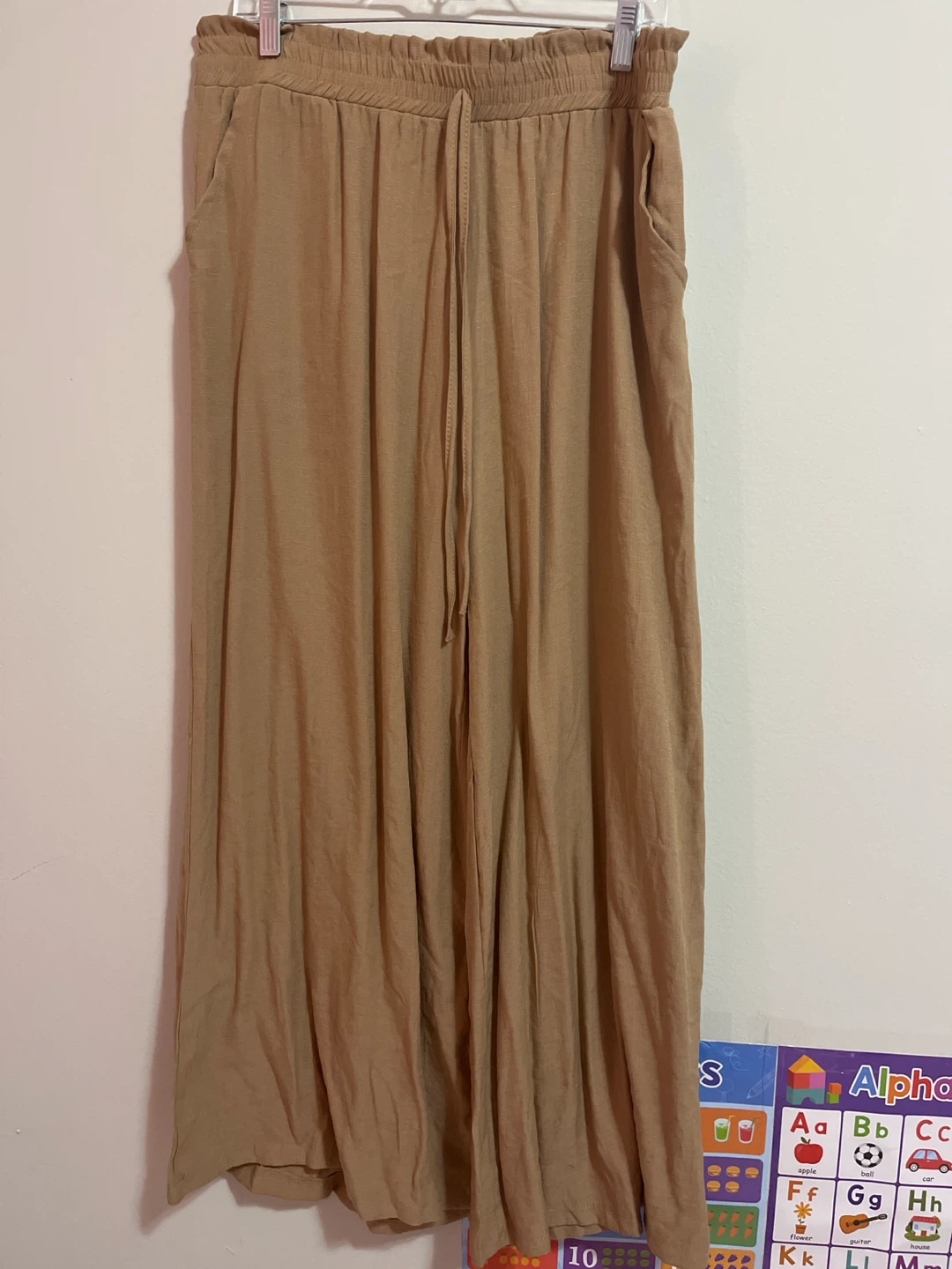 Tan Wide-Leg Trousers