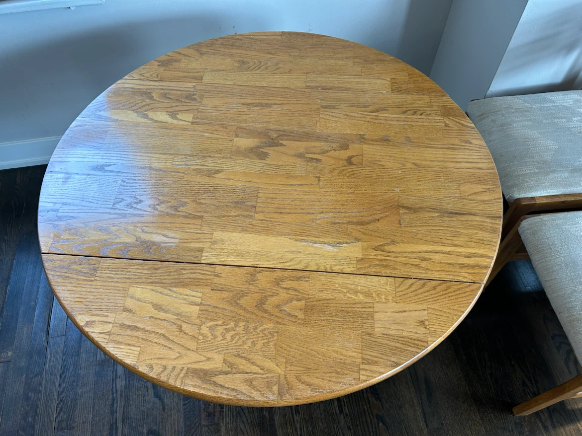 Wood dining table with leafs, two chairs - photo 2
