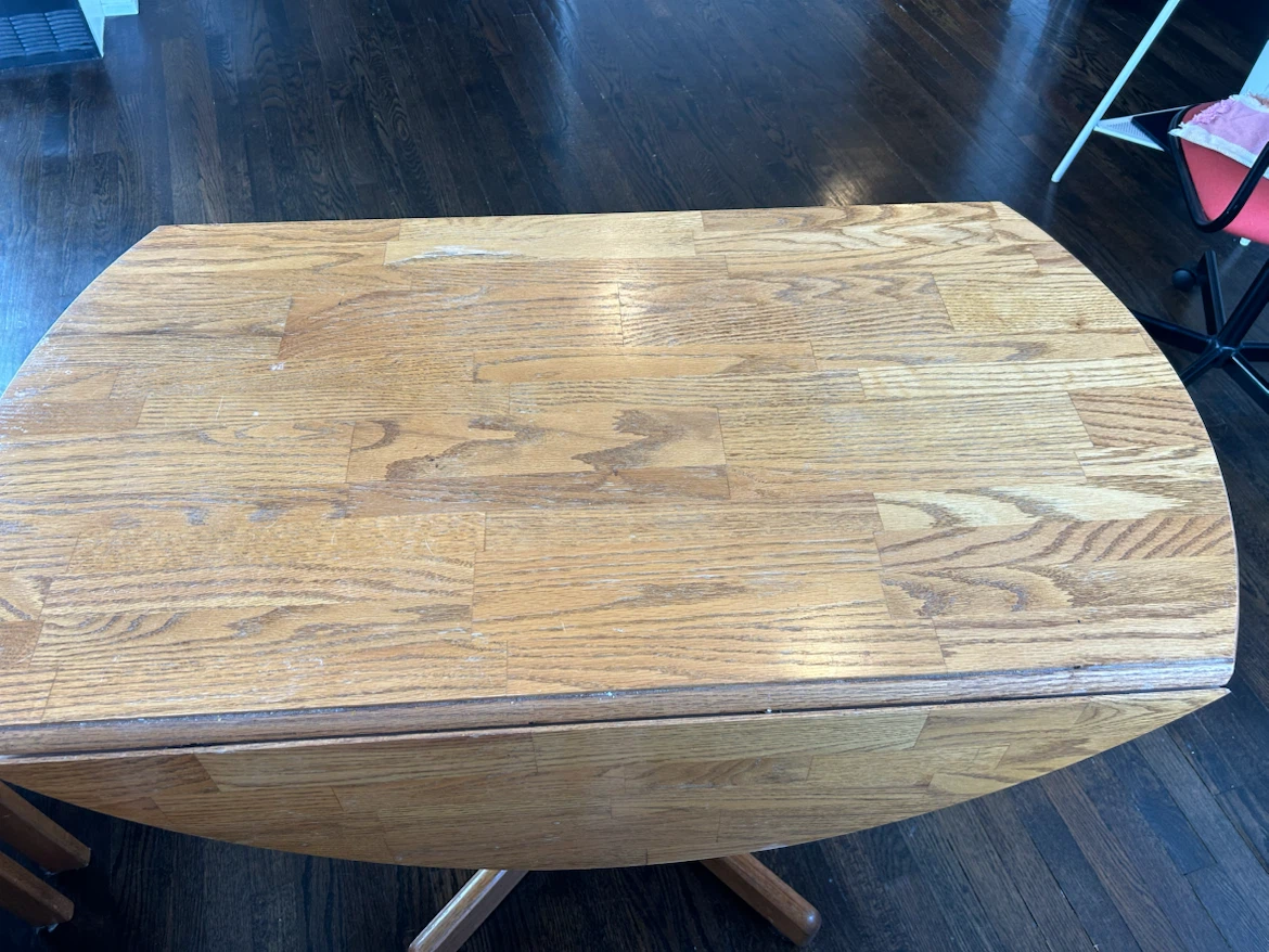 Wood dining table with leafs, two chairs - photo 3