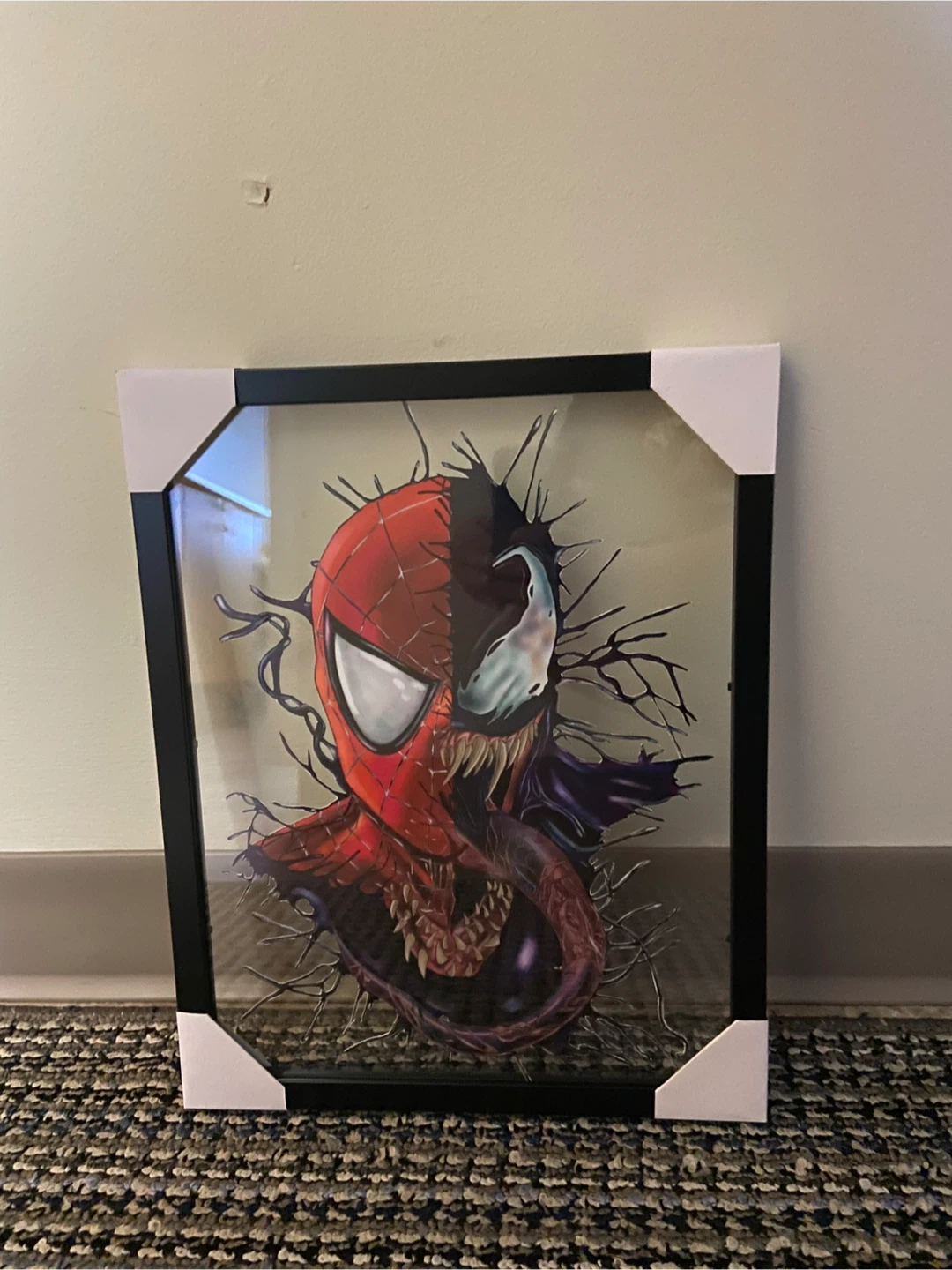 Framed Spiderman and Venom Artwork