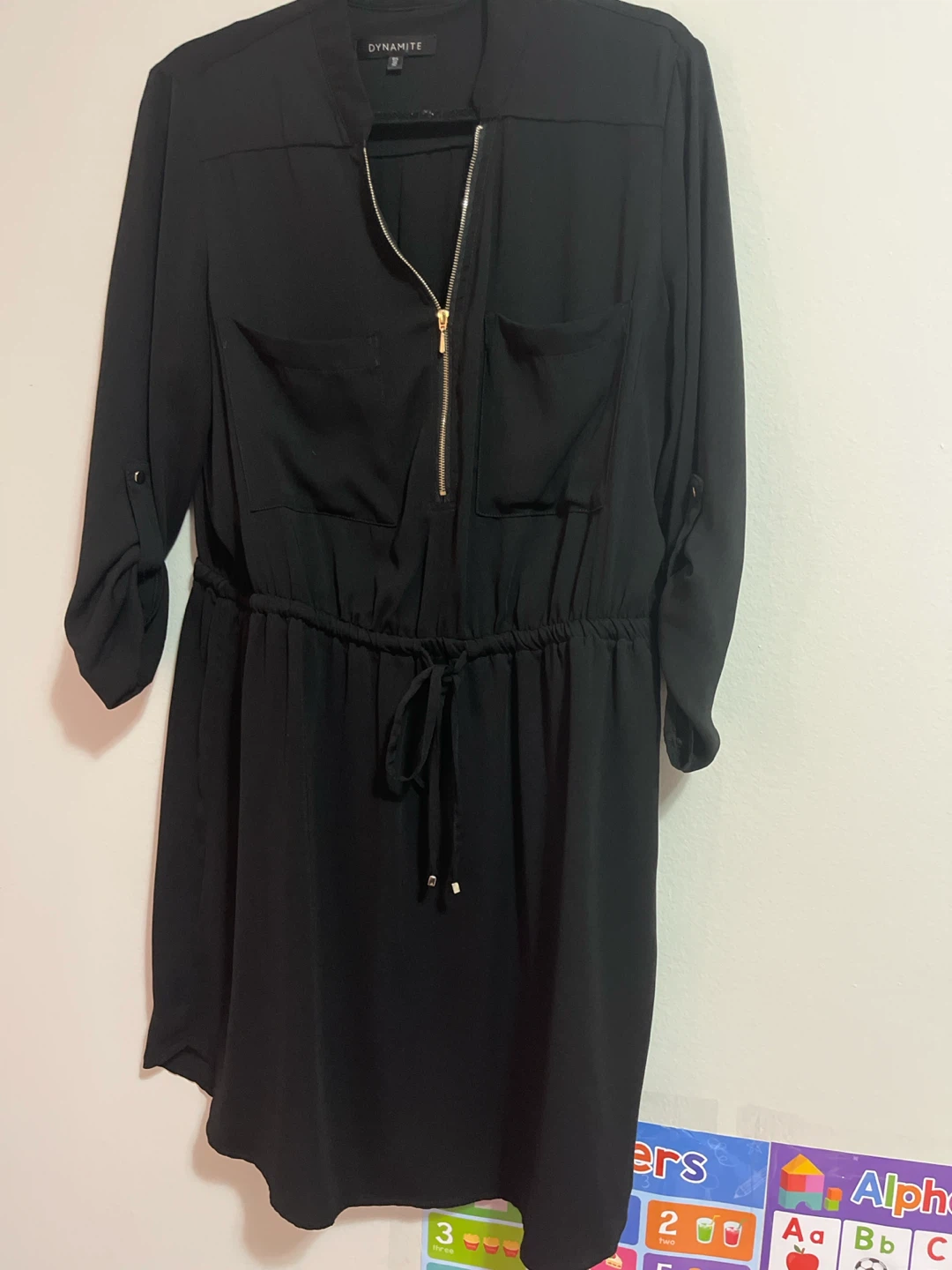 Dynamite black zip-front dress