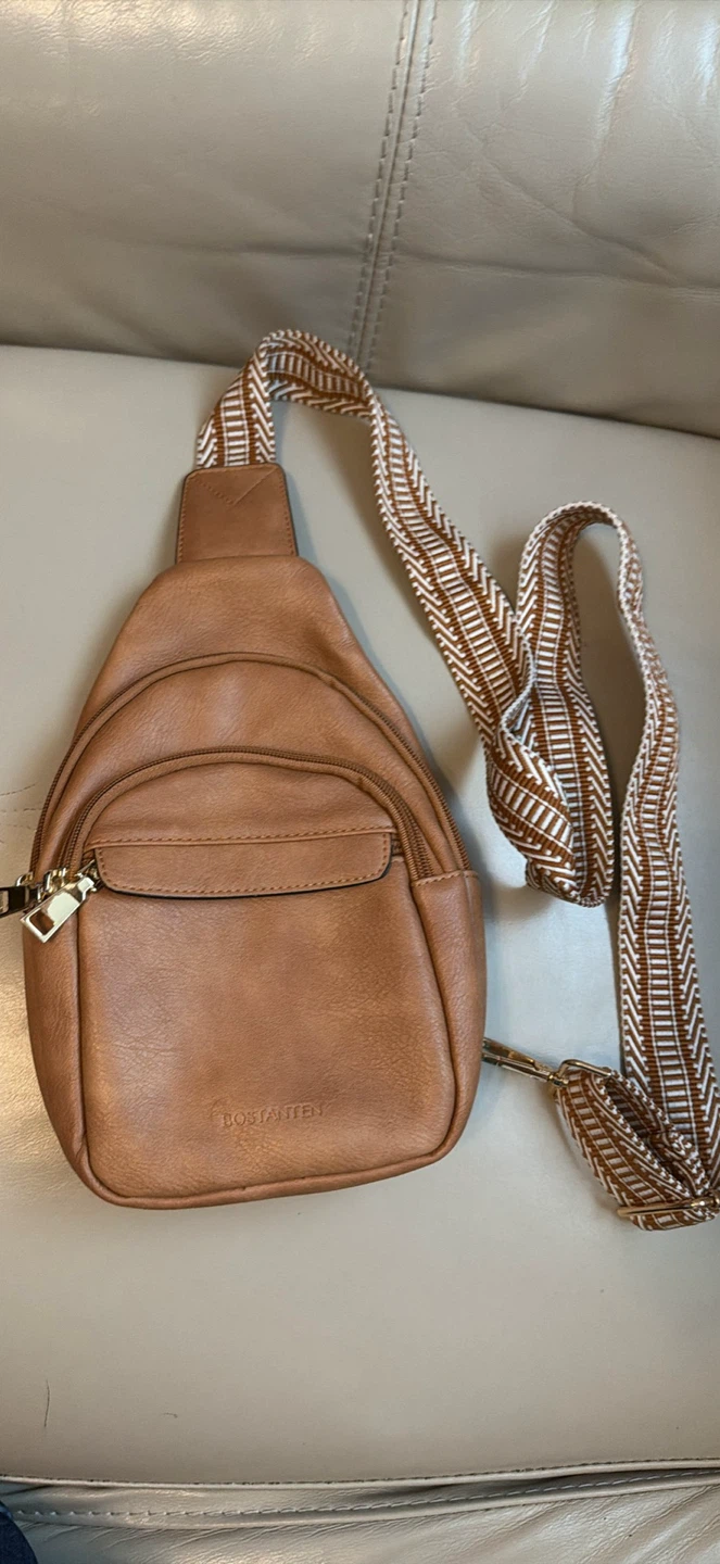 Bostanten Brown Faux Leather Sling Bag brand new