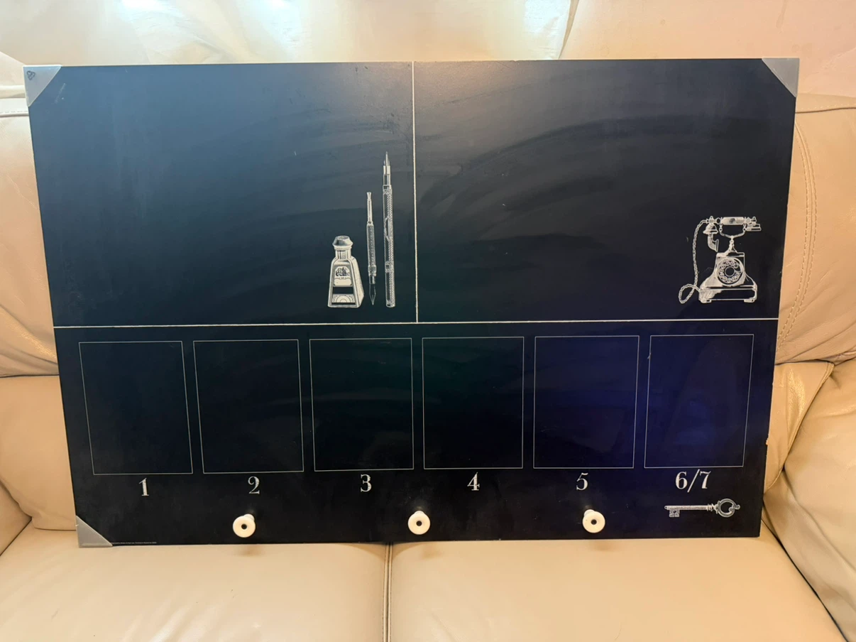 Black Framed Chalkboard Organizer with Hooks