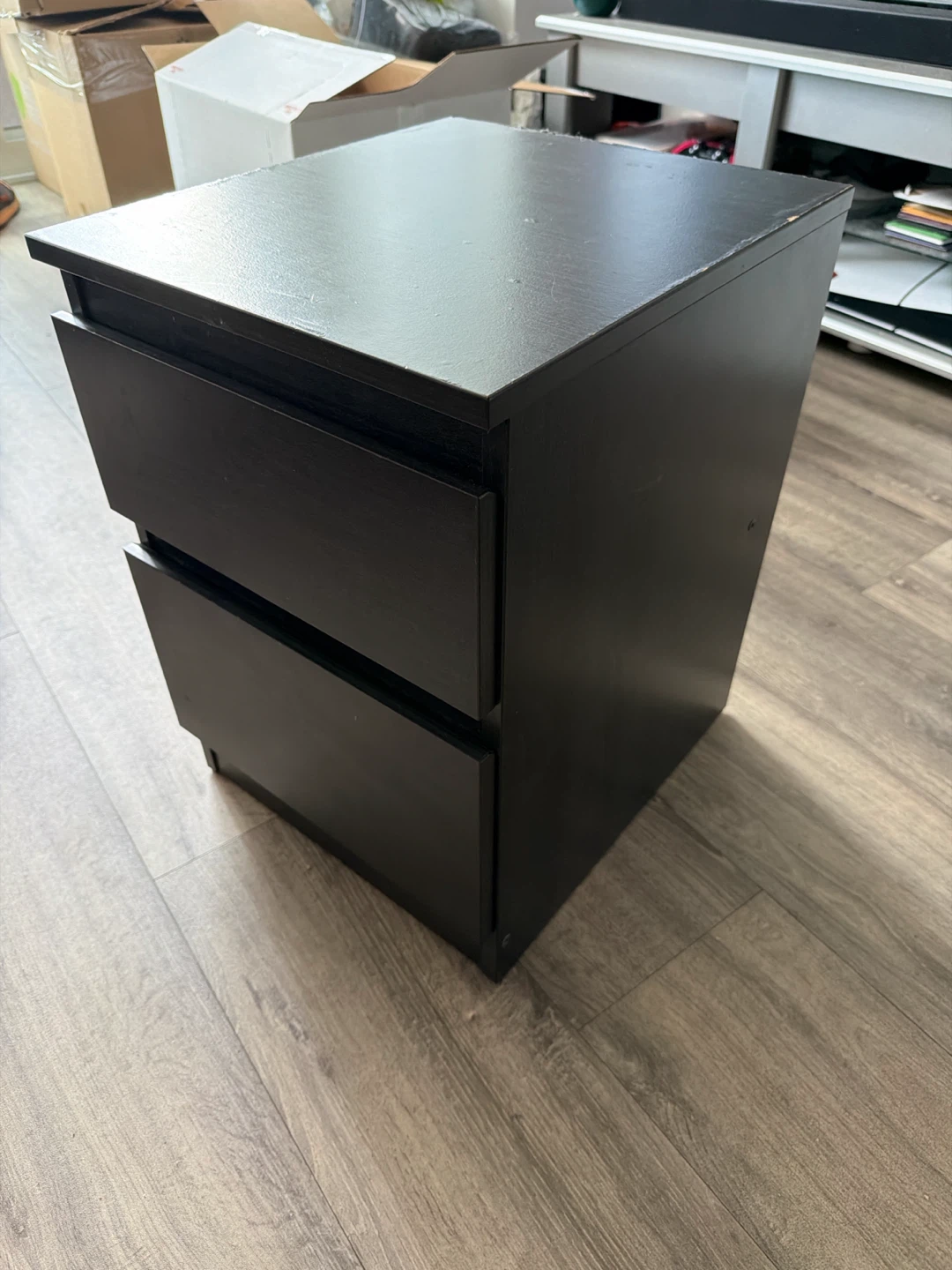 Black 2-drawer bedside table - photo 2