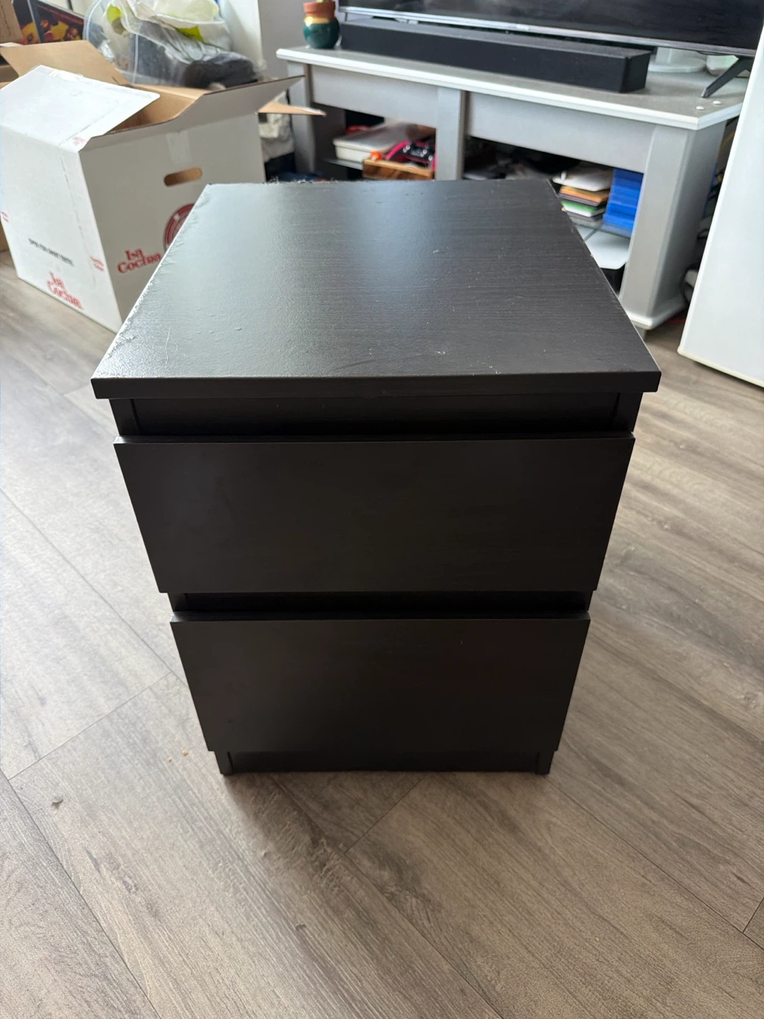 Black 2-drawer bedside table - photo 3