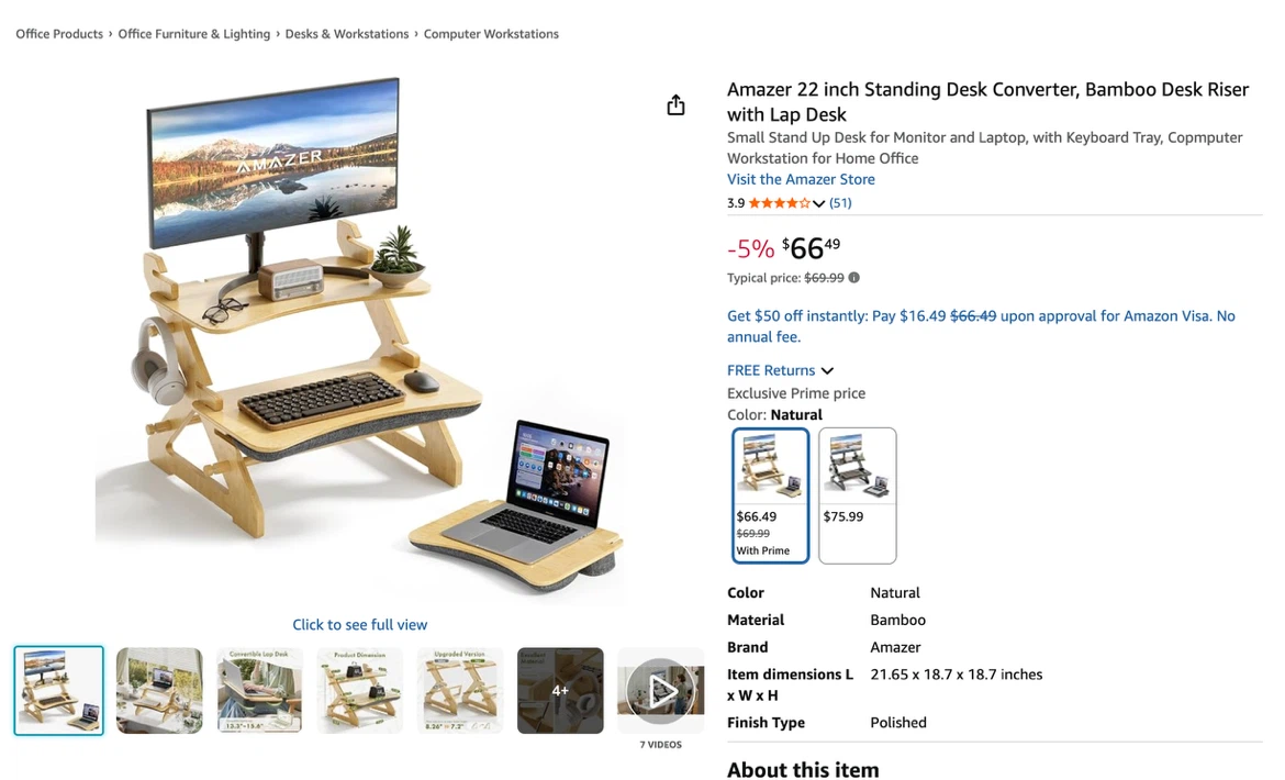Amazer 22 inch Standing Desk Converter