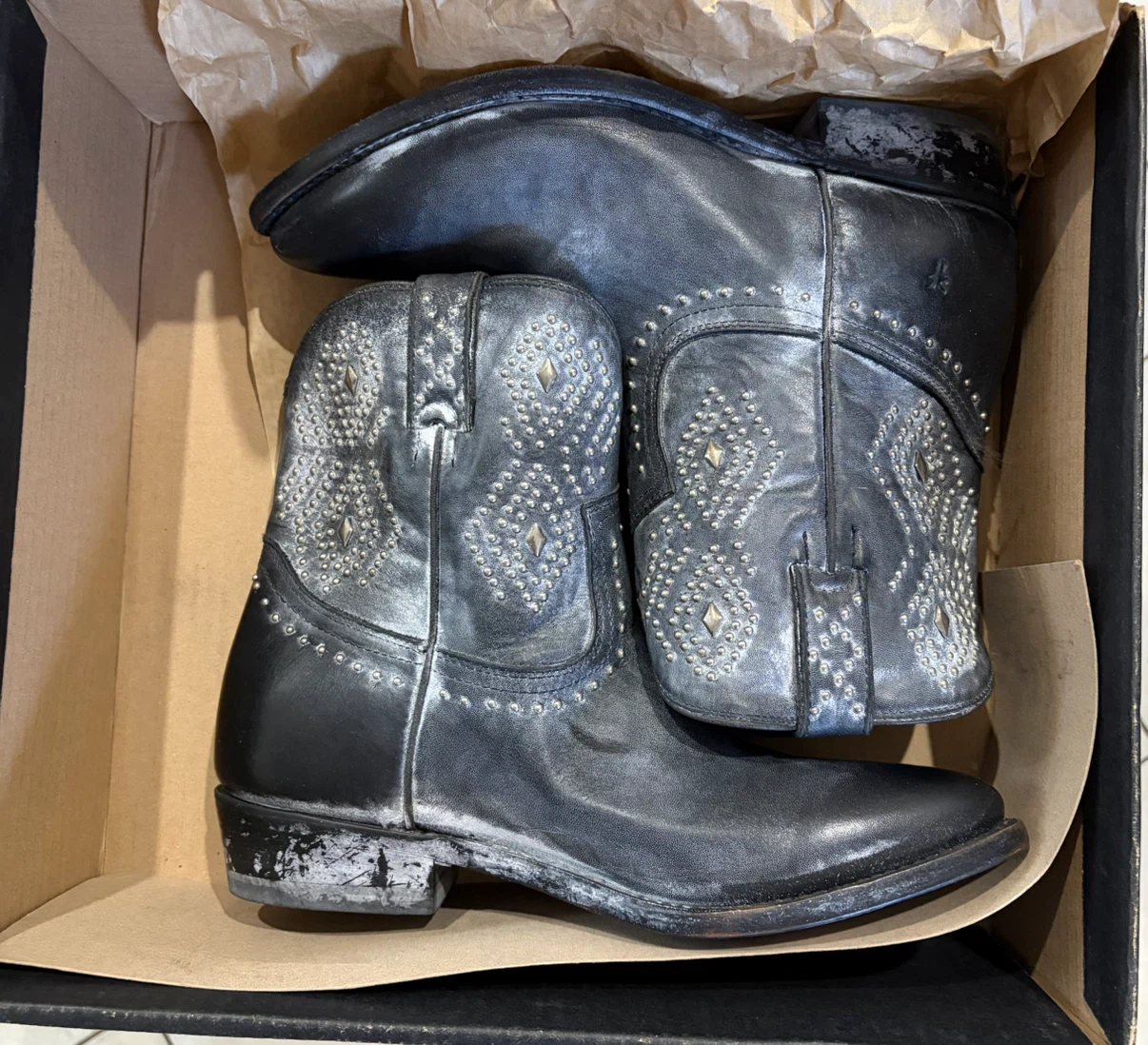 FRYE Studded Leather Cowboy Boots Size 10B - photo 2