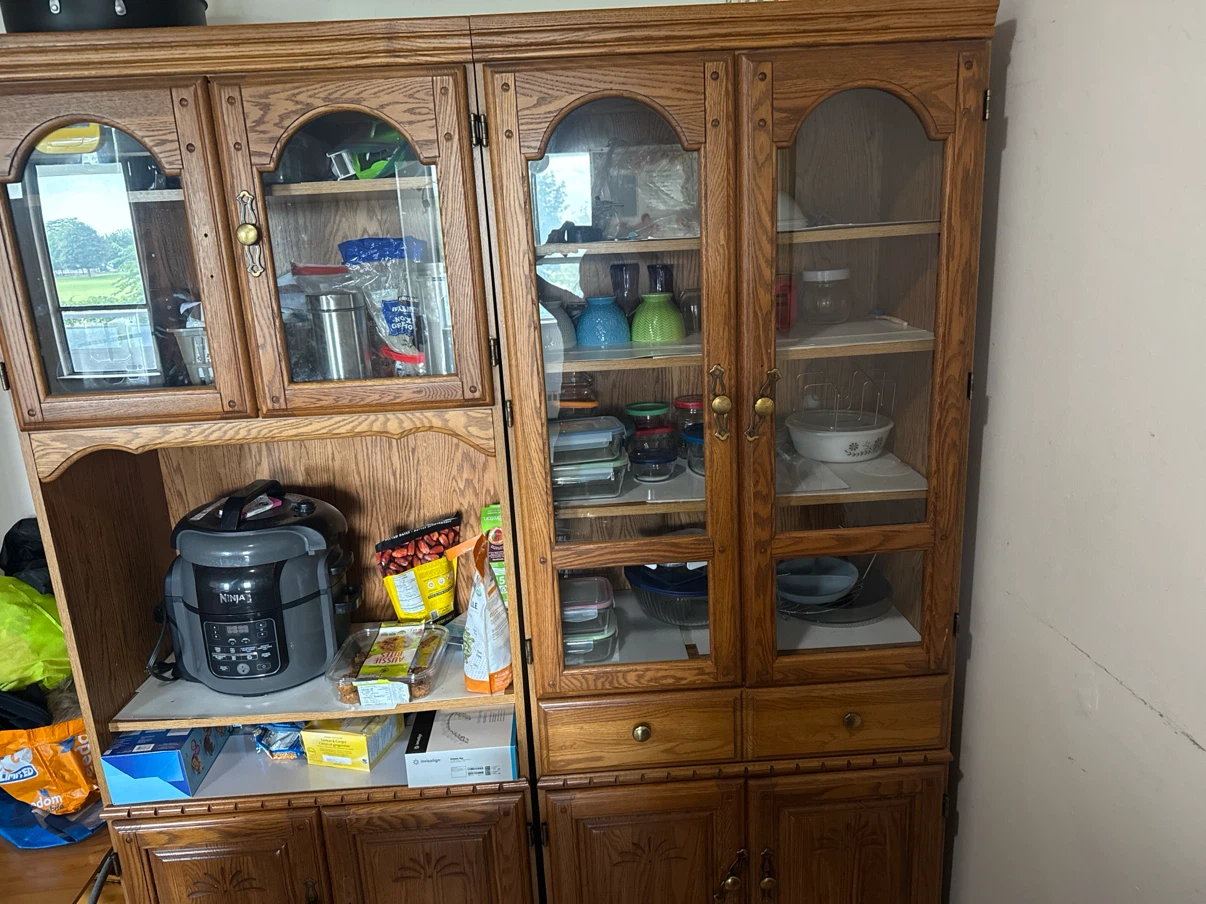 Wooden China Cabinet with Glass Doors