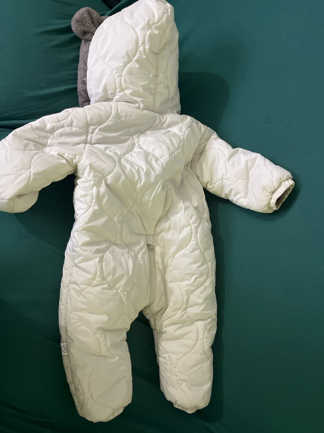 White Quilted Baby Snowsuit with Hood - photo 2