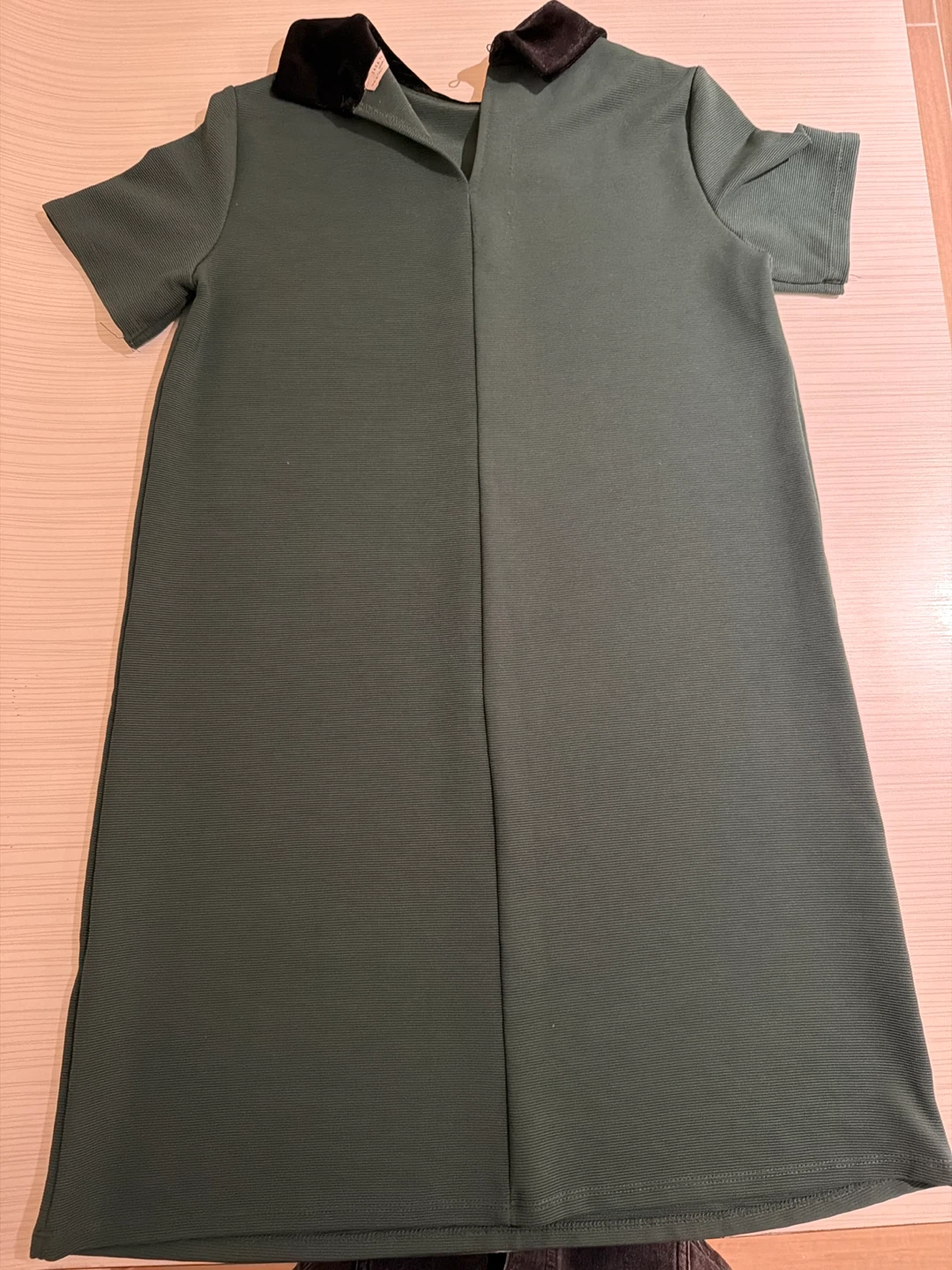 ZARA Green Dress with Embroidered Collar - photo 3