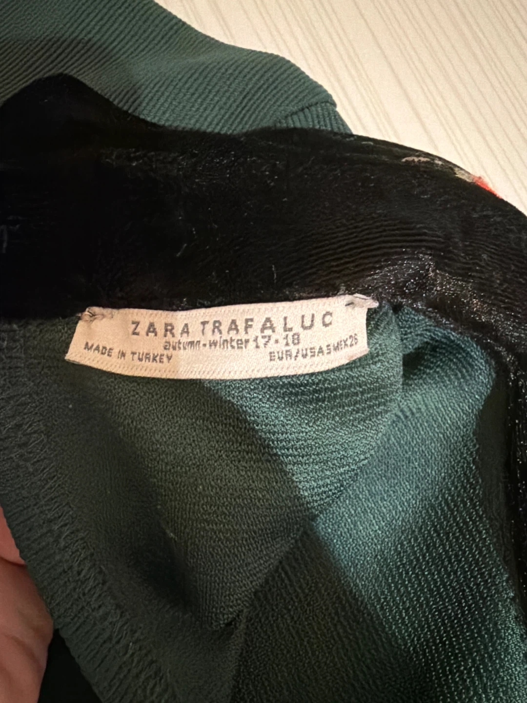 ZARA Green Dress with Embroidered Collar - photo 4