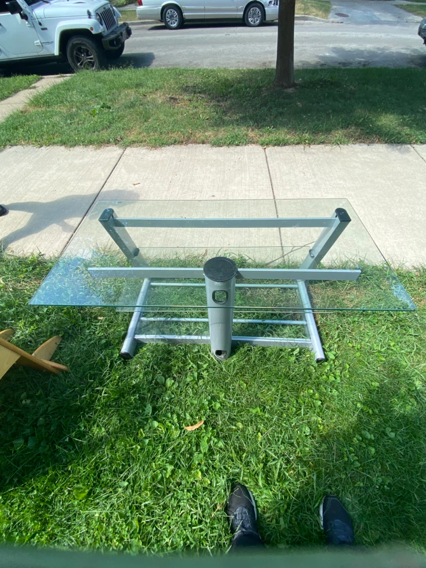 Glass and Metal TV Stand