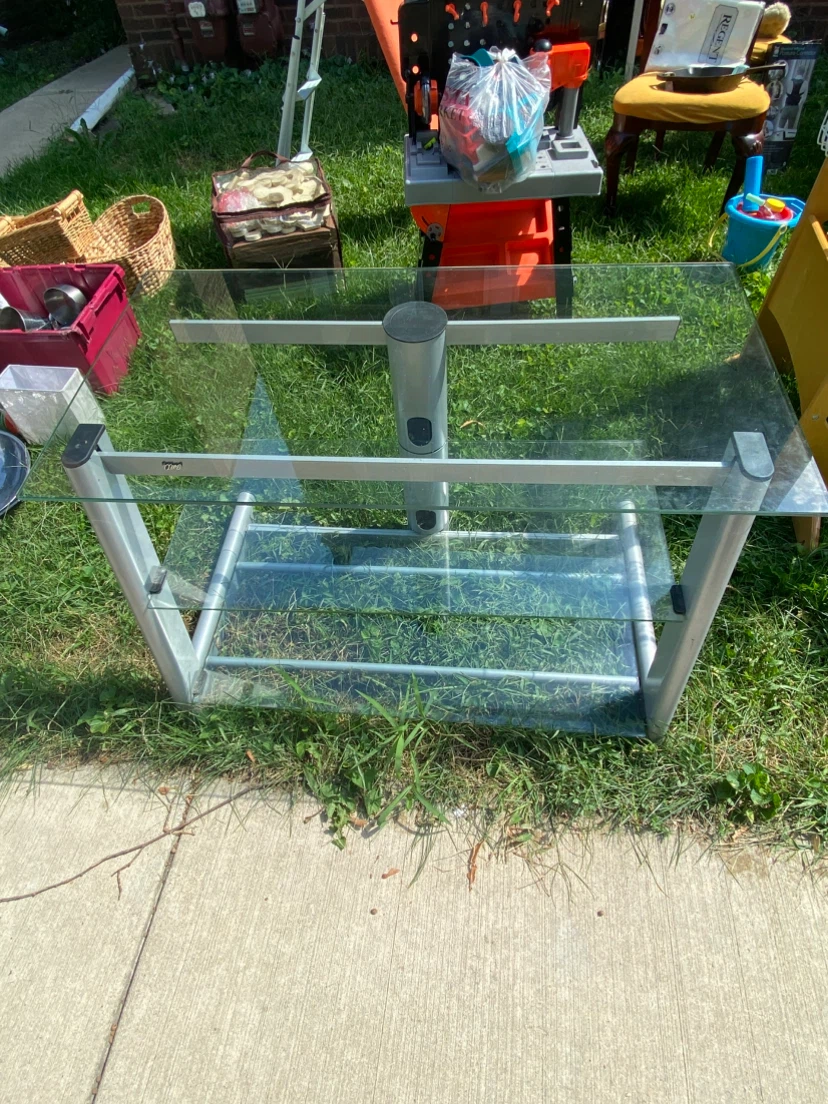 Glass and Metal TV Stand - photo 2