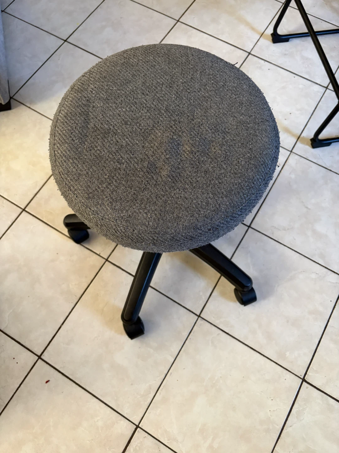 Adjustable Rolling Stool with Gray Fabric Seat - photo 2