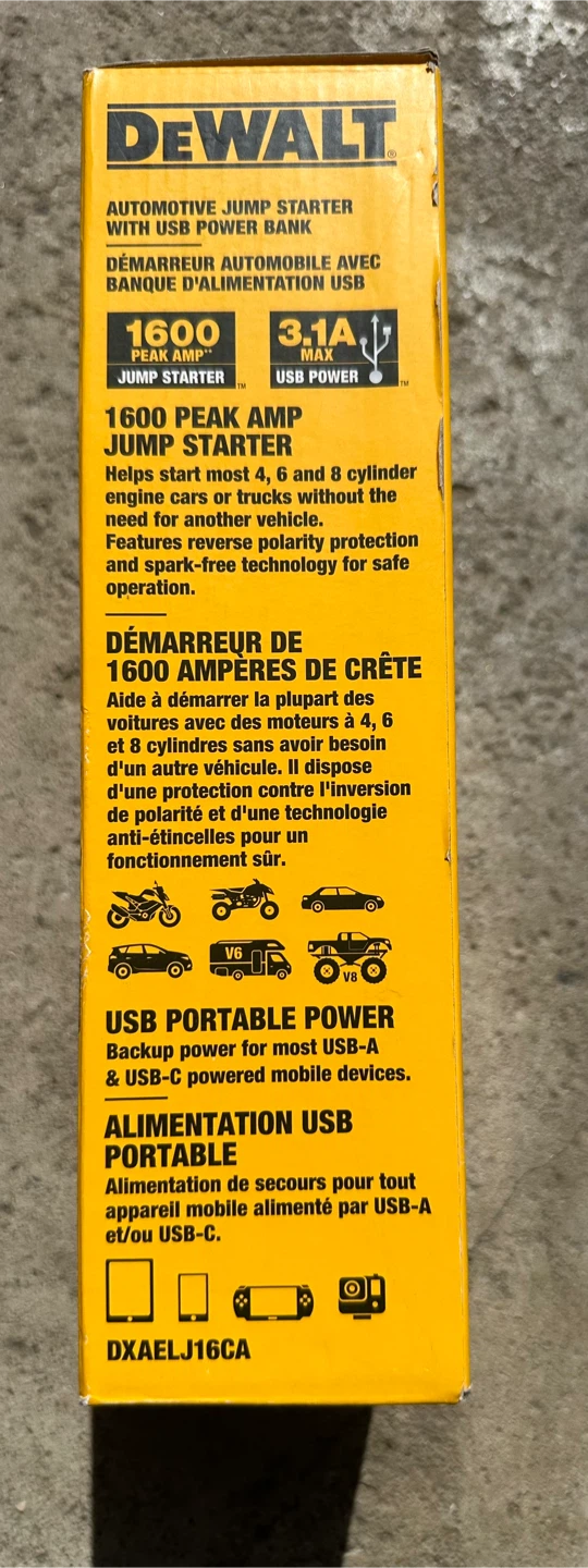 DeWalt 1600A Automotive Jump Starter with USB Power Bank - photo 3