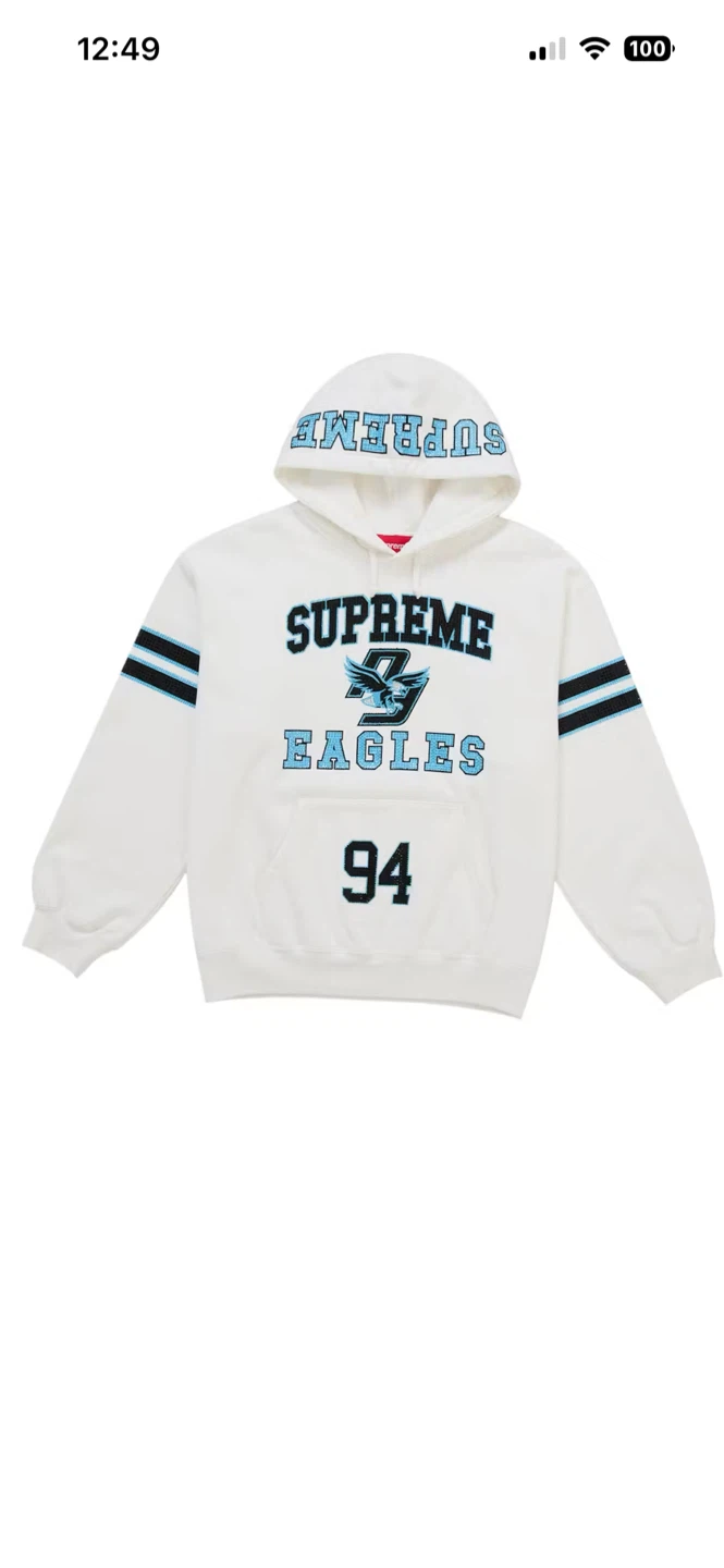 Supreme White Rhinestone Eagle Hoodie Size Large FW26