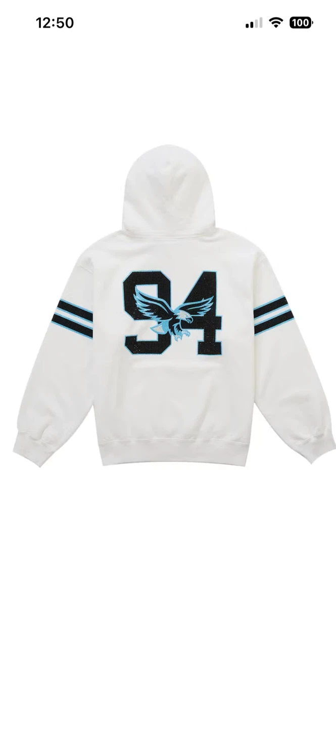 Supreme White Rhinestone Eagle Hoodie Size Large FW26 - photo 2