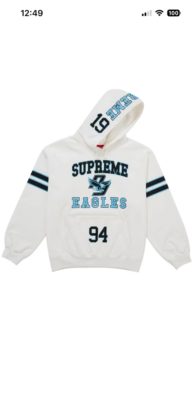 Supreme White Rhinestone Eagle Hoodie Size Large FW26 - photo 3