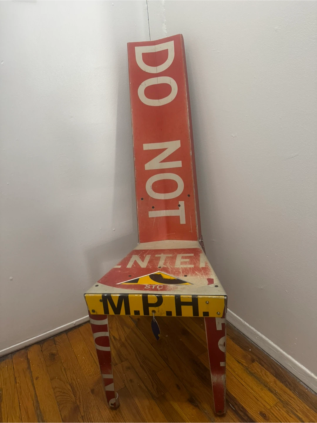 Handmade Vintage Metal Road Sign Chair