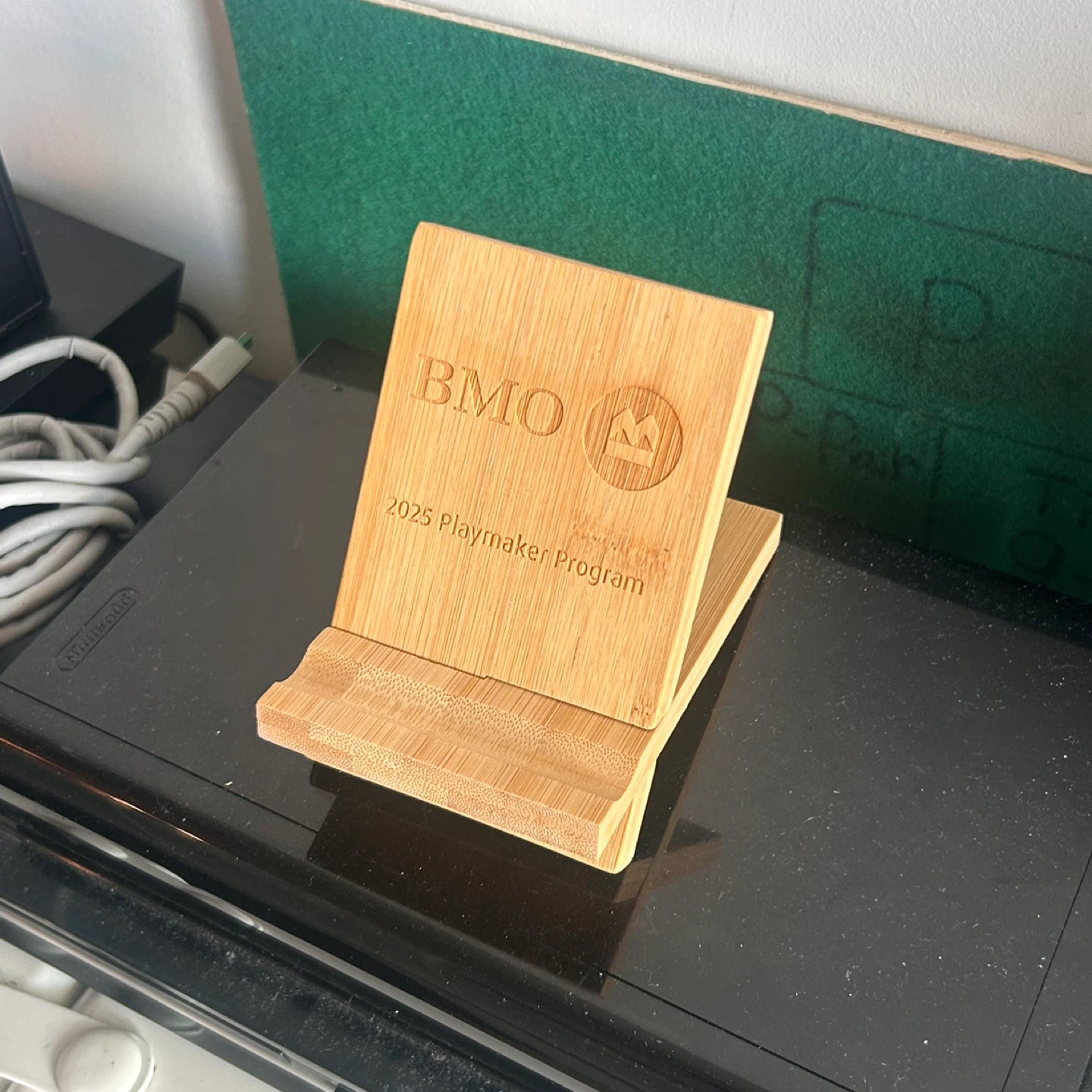 Free! BMO Wooden Desk Phone Stand
