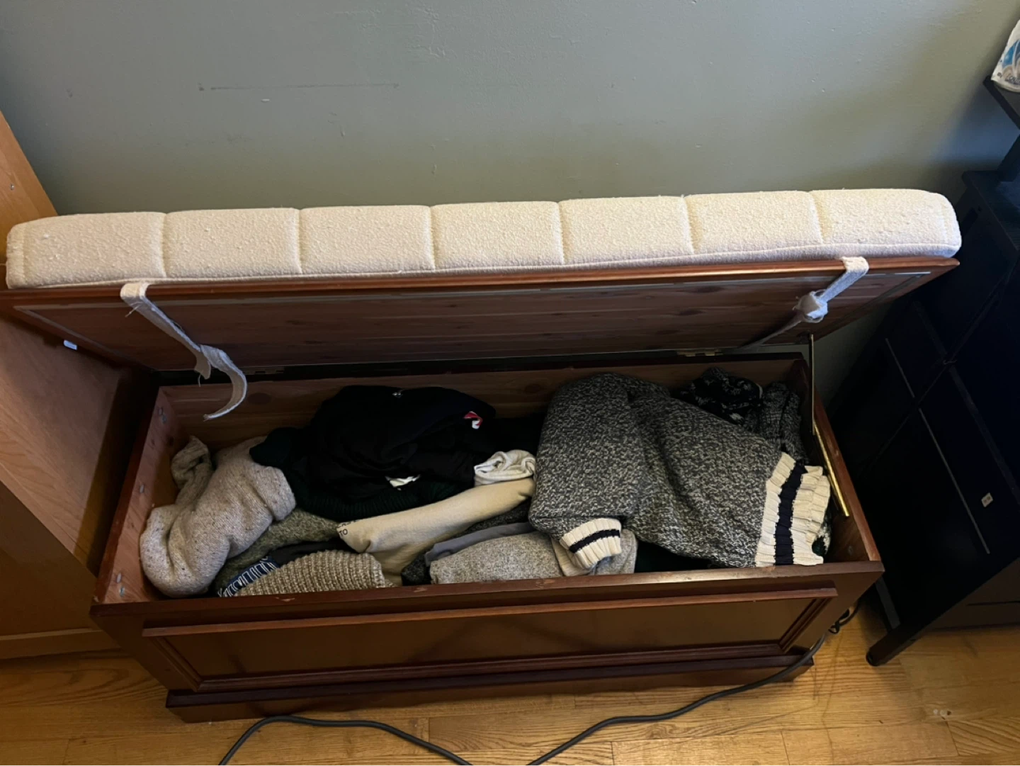 Wooden Storage Bench with Padded Seat - photo 2