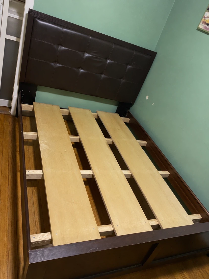 Dark Brown Tufted Queen Size Bed Frame