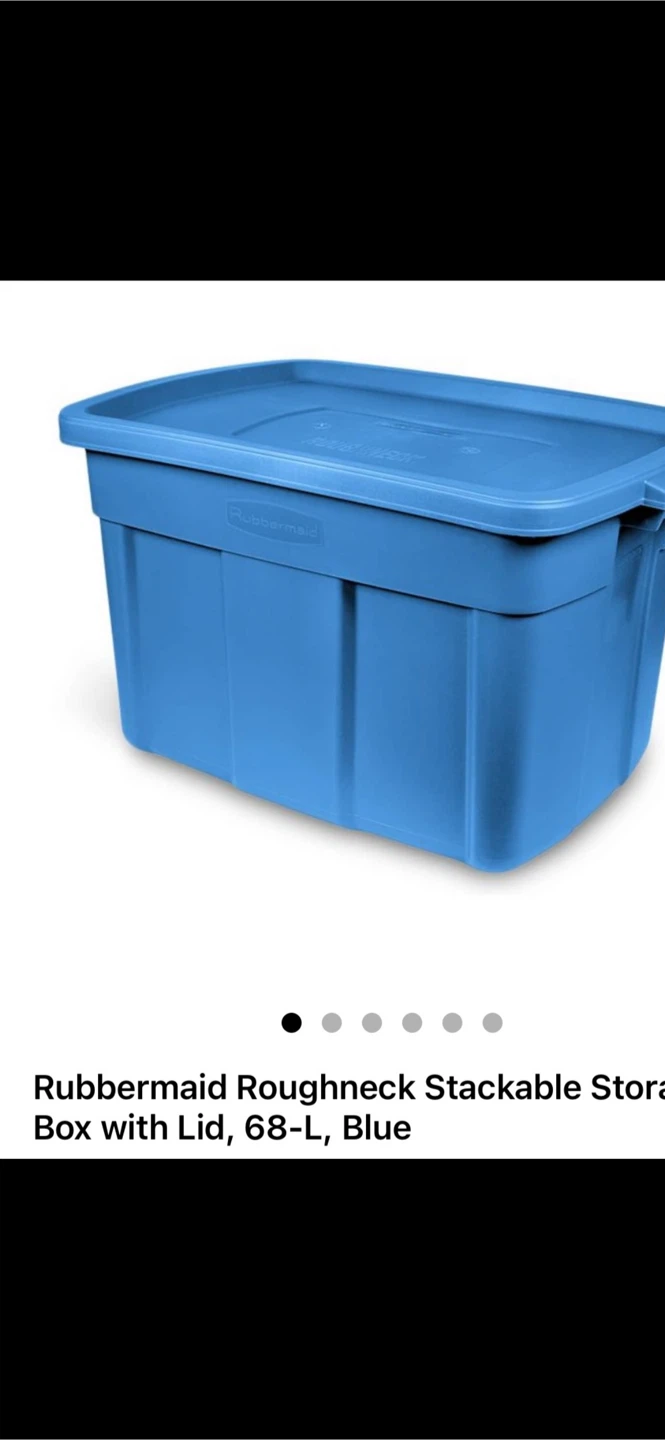 Rubbermaid Roughneck 68 L Blue Storage Bin with Lid